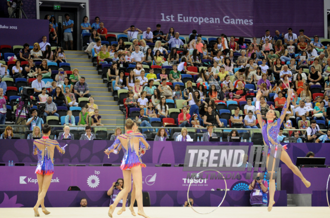 İlk Avropa Oyunları çərçivəsində gimnastika üzrə yarışların növbəti mərhələsi davam edir. Bakı, Azərbaycan, 17 iyun 2015